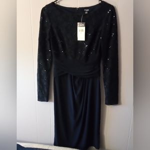 Chaps Navy Blue Sequin Dress